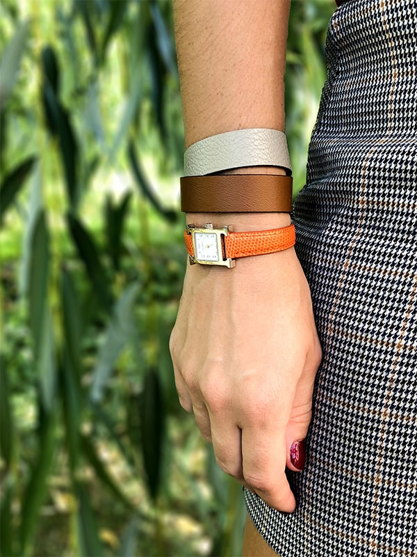 Bracelet accumulation cuir femme